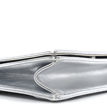 Christian Dior Metallic Crinkled Lambskin Medium Diorama Flap Bag Silver 8 of 9