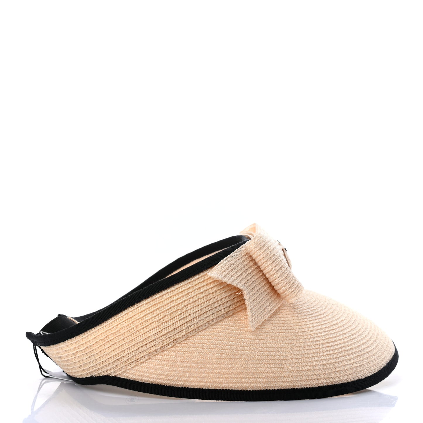 Straw Grosgrain Visor L Beige Black