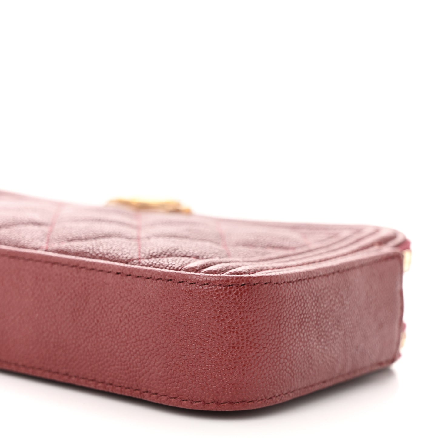 Caviar Quilted Small Boy Clutch With Chain Burgundy