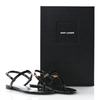 Saint Laurent Patent Calfskin Cassandra Monogram Sandals 35 Black 9 of 9