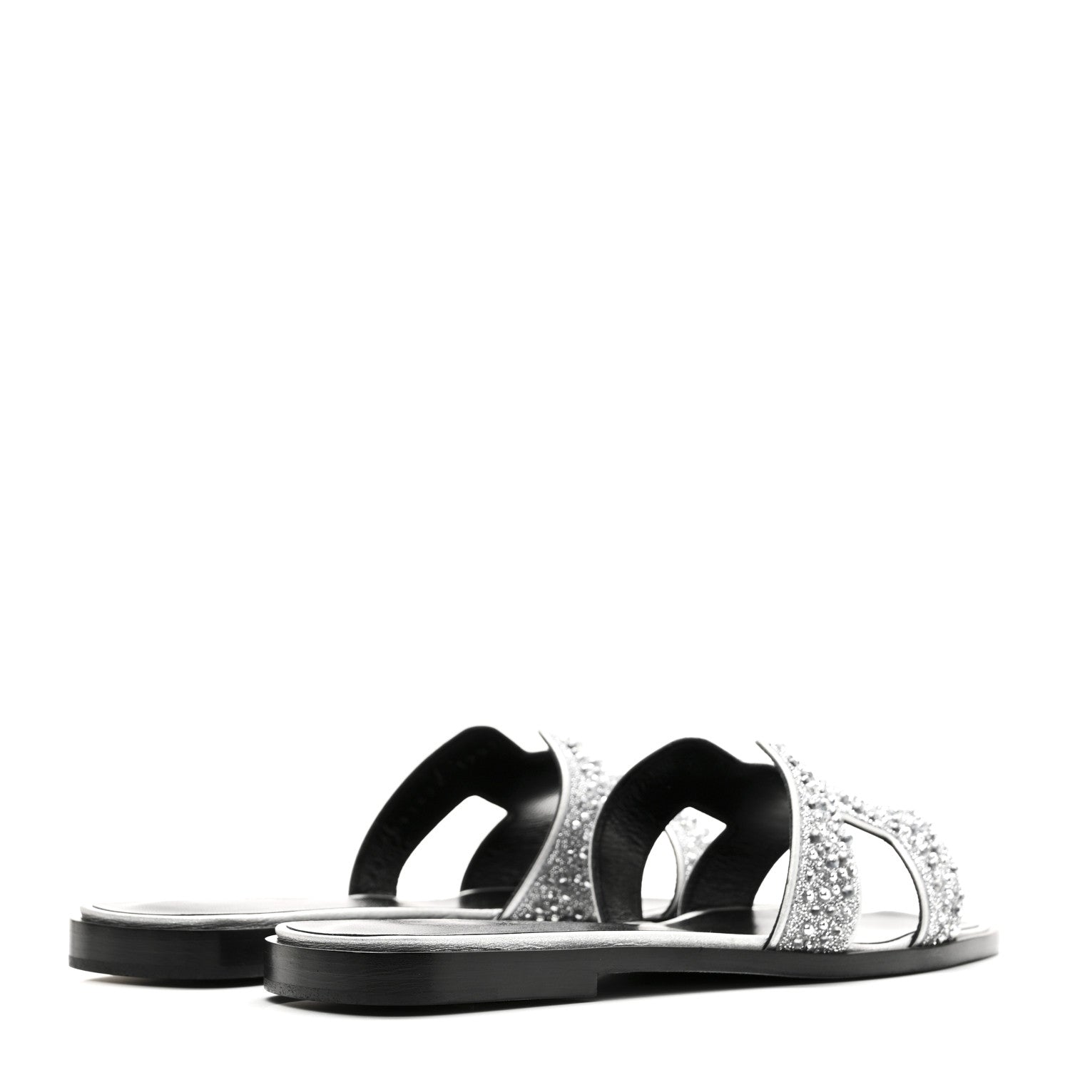 Hermes Velvet Goatskin Crystal Beads Oran Sandals 37 Gris Argente 5 of 11