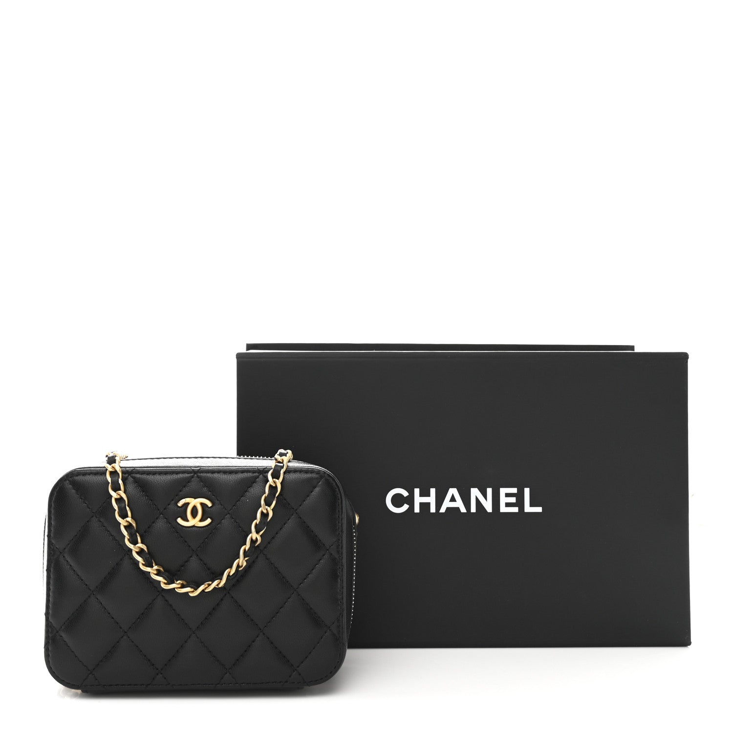 Chanel Lambskin Quilted CC Pearl Crush Camera Case Black 12 of 12