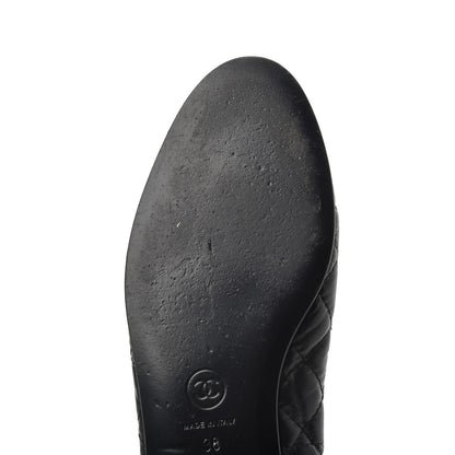 Chanel Aged Calfskin Quilted CC Cap Toe Ballerina Flats 38 Black 21 of 25