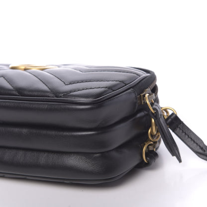 Gucci Calfskin Matelasse Mini GG Marmont Chain Crossbody Bag Black 11 of 12