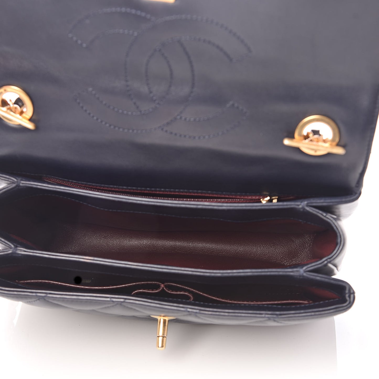 Lambskin Quilted Small Trendy CC Dual Handle Flap Bag Navy