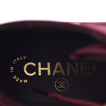 Chanel Velvet CC Lace Up Boots 36.5 Burgundy 7 of 9