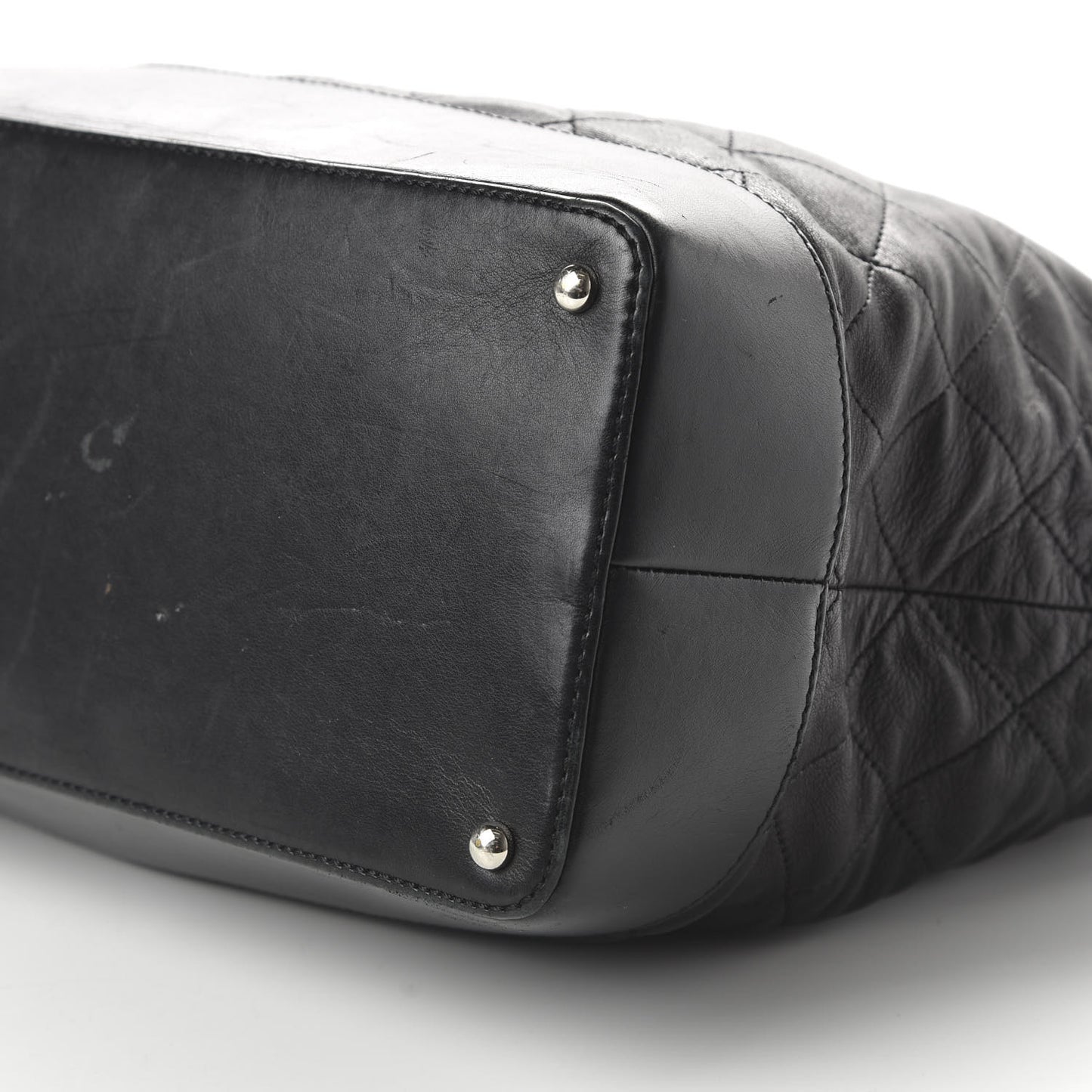 Calfskin Stitched Large VIP Shopping Tote Black