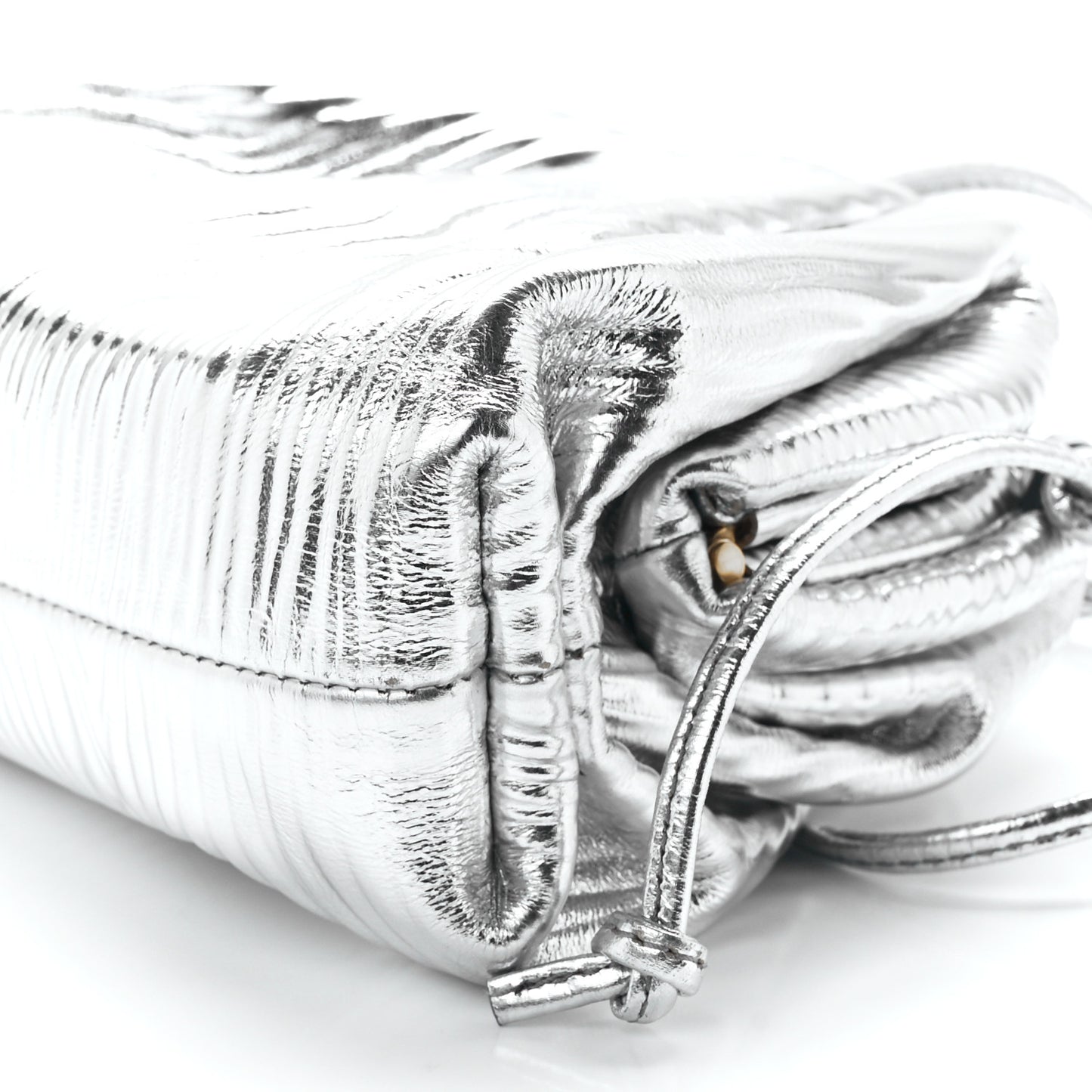 Metallic Bark Calfskin The Mini Pouch Silver