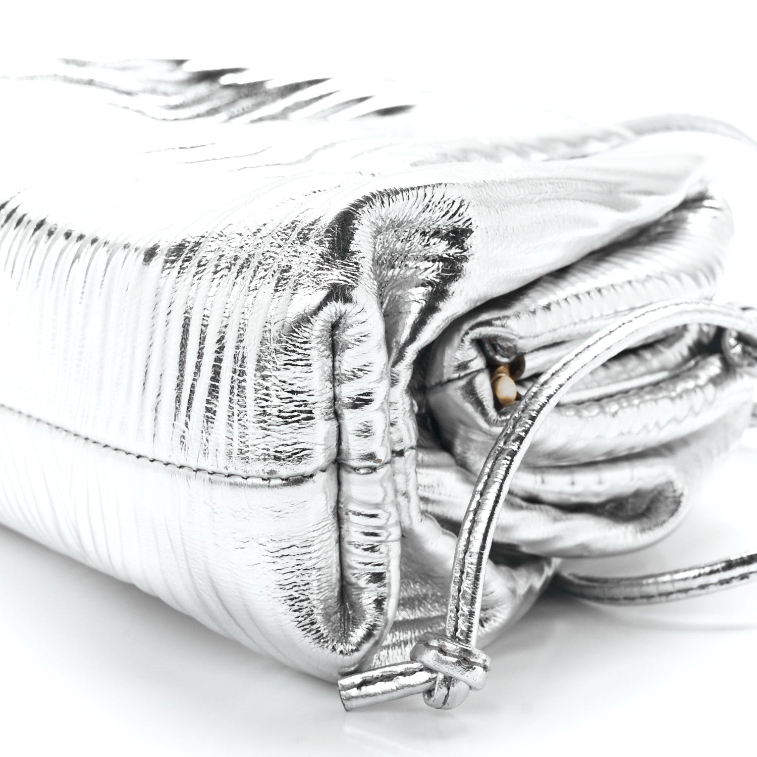 Bottega Veneta Metallic Bark Calfskin The Mini Pouch Silver 12 of 12