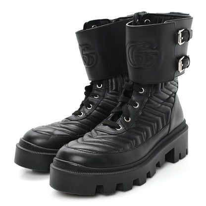 Gucci Nappa Frances GG Matelasse Platform Combat Boots 37 Black 4 of 9