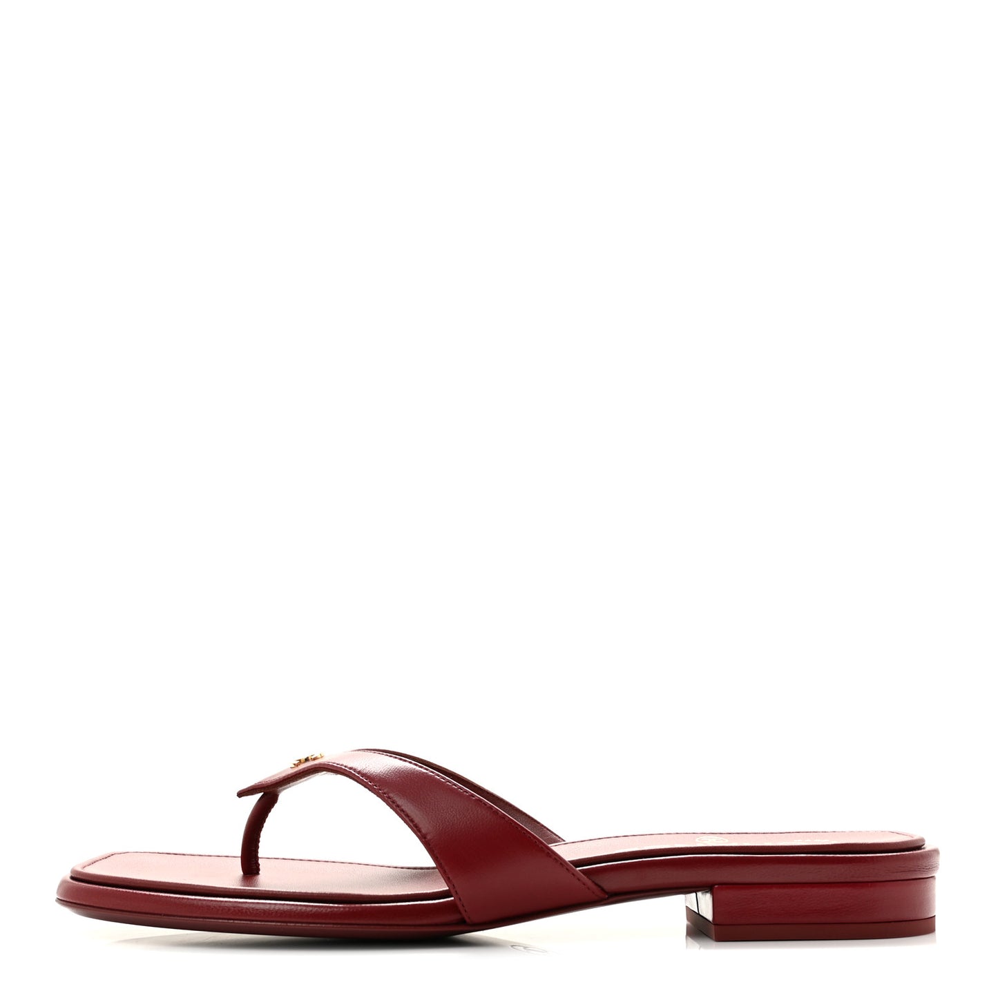 Lambskin CC Thong Sandals 39 Burgundy