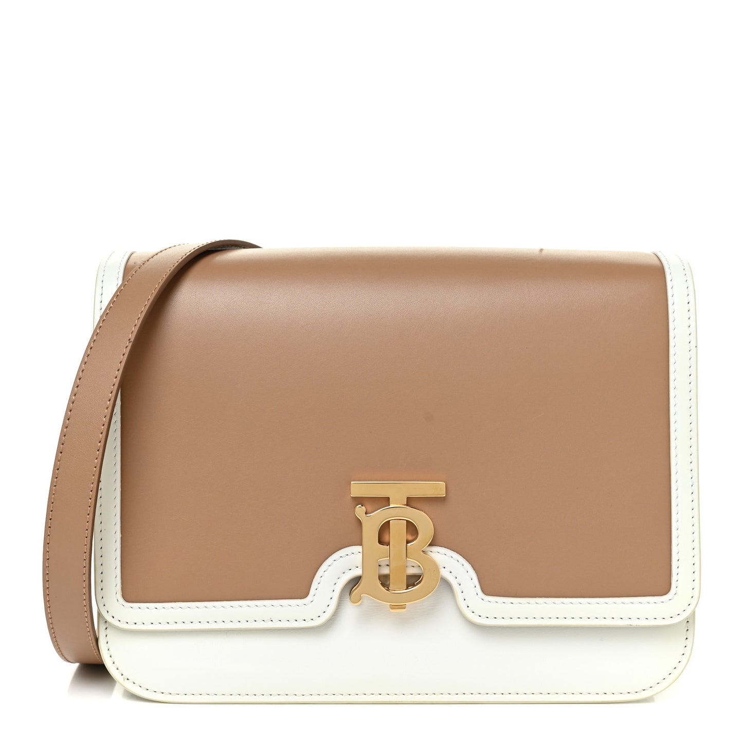Calfskin Small TB Envelope Clutch Bag Chalk White Camel