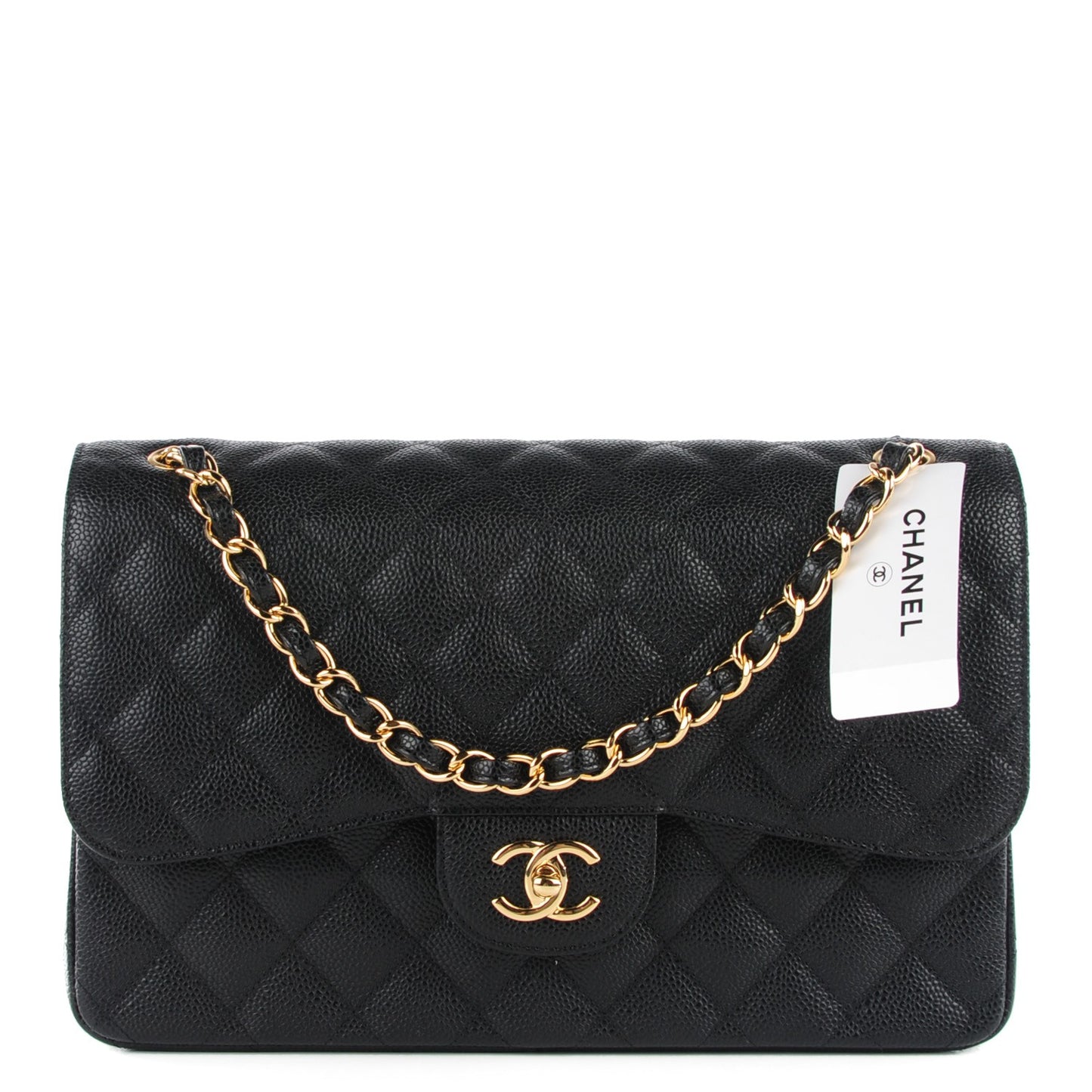 Caviar Quilted Jumbo Double Flap Black