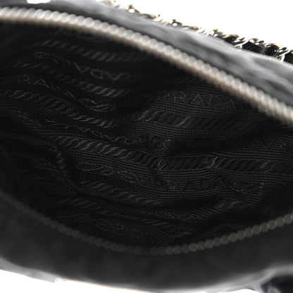 Prada Tessuto Nylon Saffiano Impunturato Quilted Barrel Pochette Black 5 of 10