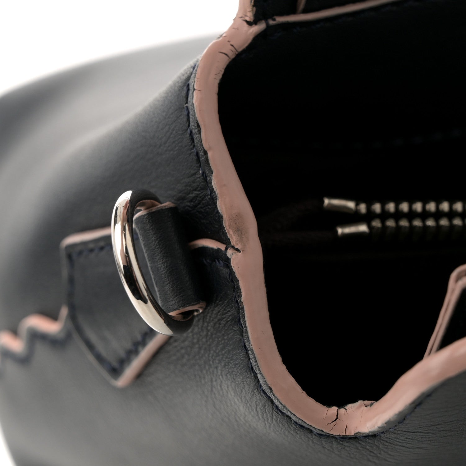 Fendi Vitello Dolce Scalloped Studded Medium By The Way Boston Bag Blu Notte 12 of 15