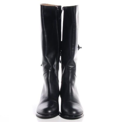 Valentino Garavani Soft Nappa Leather Ascot Ribbon Lace-Up Riding Boots 40 Black 2 of 9