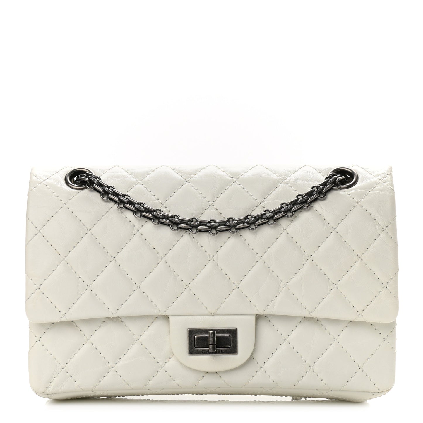 Aged Calfskin Quilted 2.55 Reissue 225 Flap White