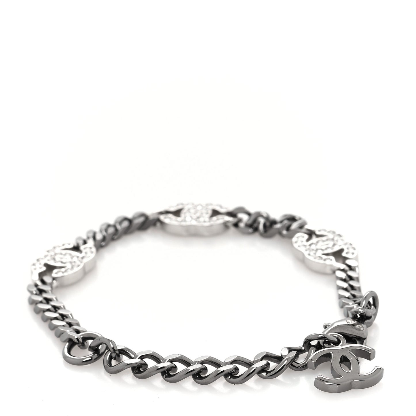 Crystal CC Chain Bracelet Silver
