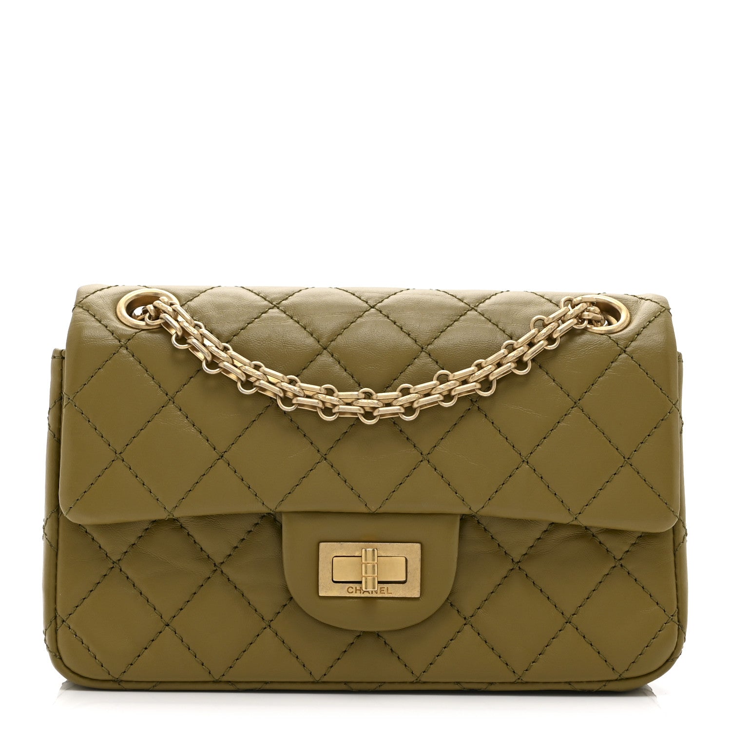 Chanel Aged Calfskin Quilted 2.55 Reissue 224 Flap  Khaki 1 of 10