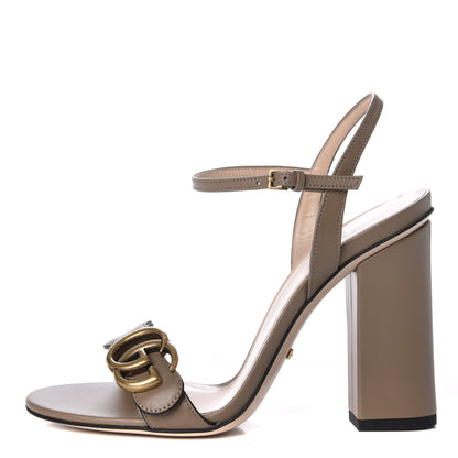 Gucci Lifford Calfskin GG Marmont Ankle Wrap 105mm Sandals 36.5 Mud 1 of 10