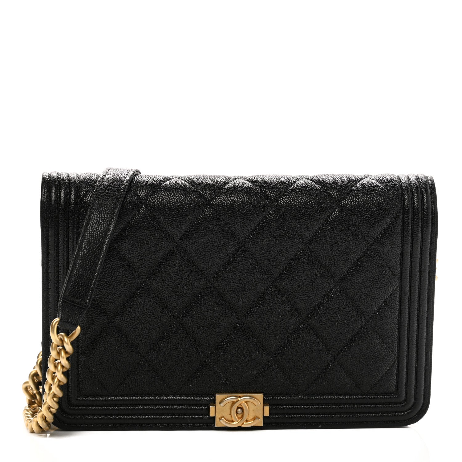 Chanel Caviar Quilted Boy Wallet On Chain WOC Black 2 of 29