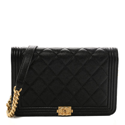 Chanel Caviar Quilted Boy Wallet On Chain WOC Black 2 of 29