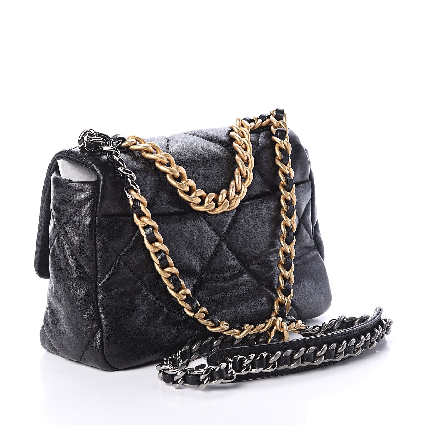 Lambskin Quilted Medium 19 Flap Black