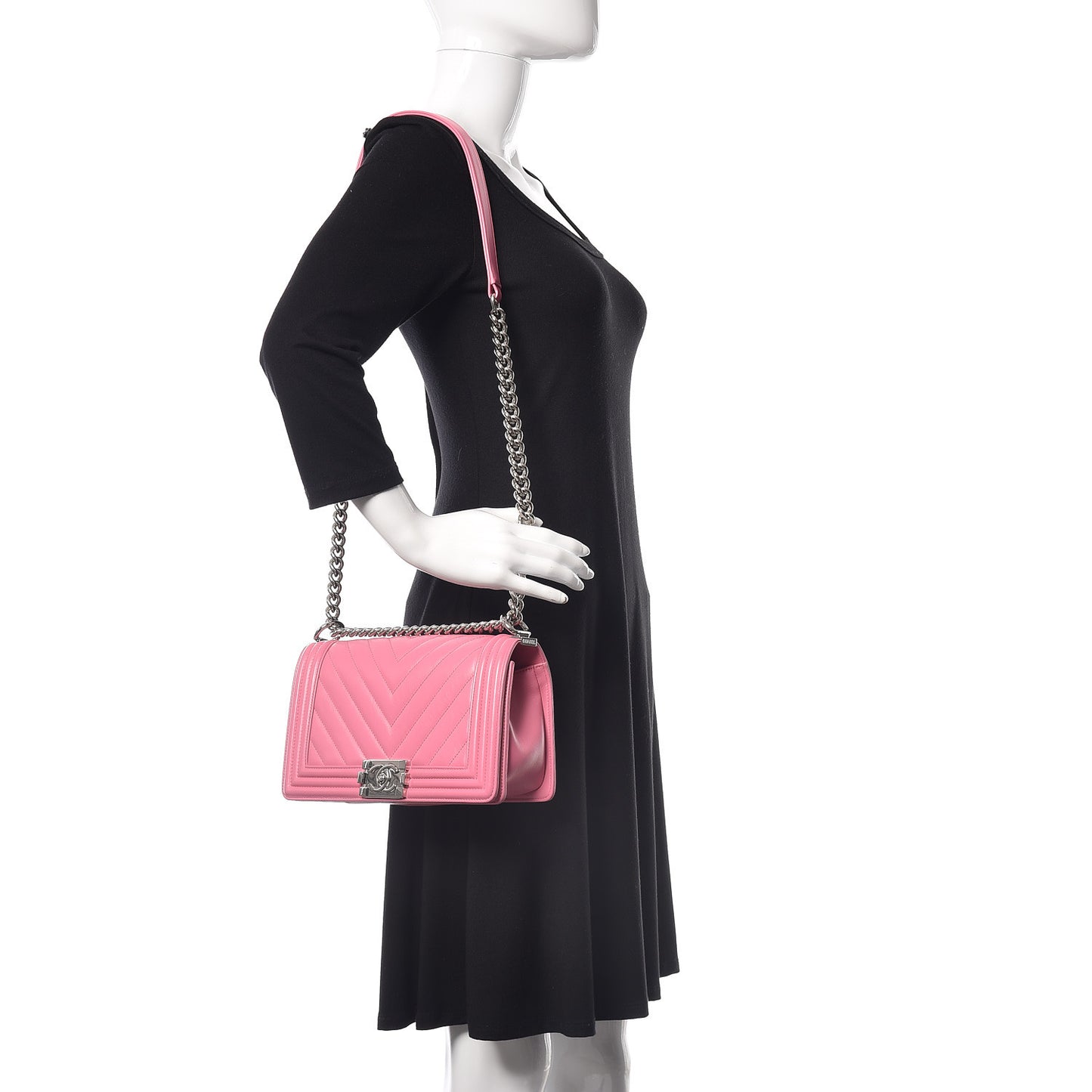 Lambskin Chevron Quilted Medium Boy Flap Pink