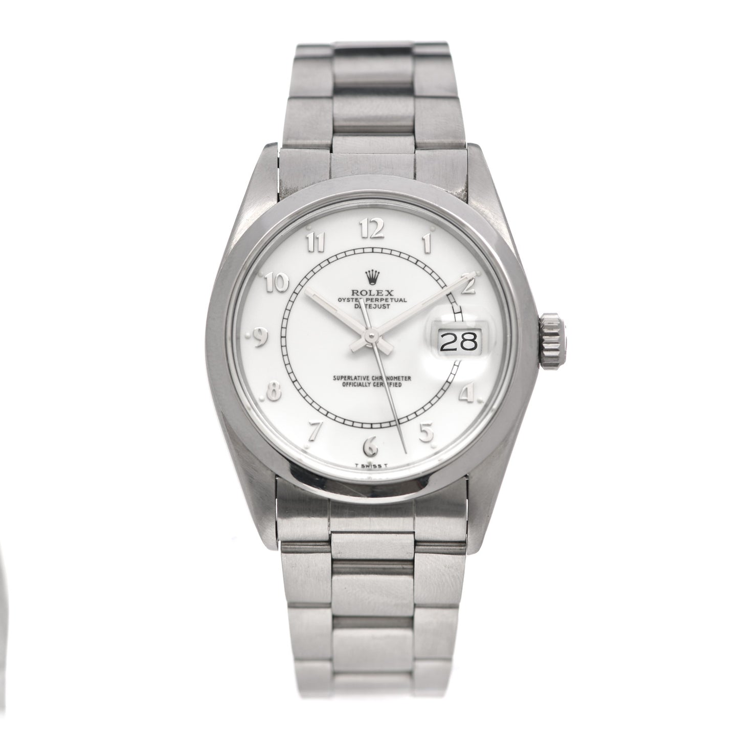 Stainless Steel 36mm Oyster Perpetual Datejust "Boiler Gauge" Dial Watch White 16000
