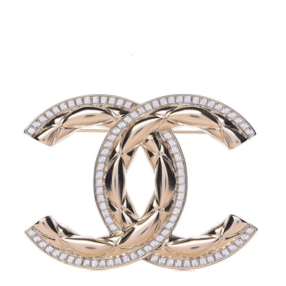 Chanel Baguette Crystal Quilted Vintage Allure CC Brooch Gold 1 of 5