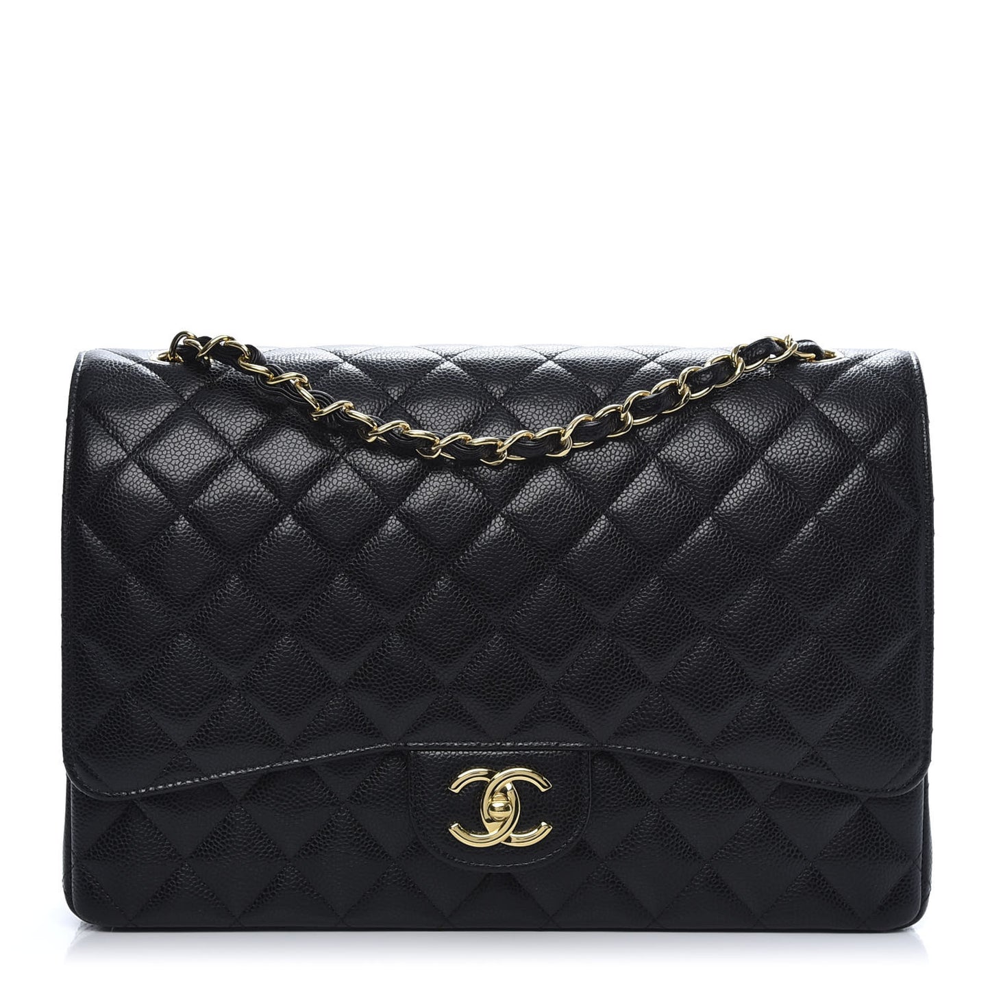 Caviar Quilted Maxi Double Flap Black