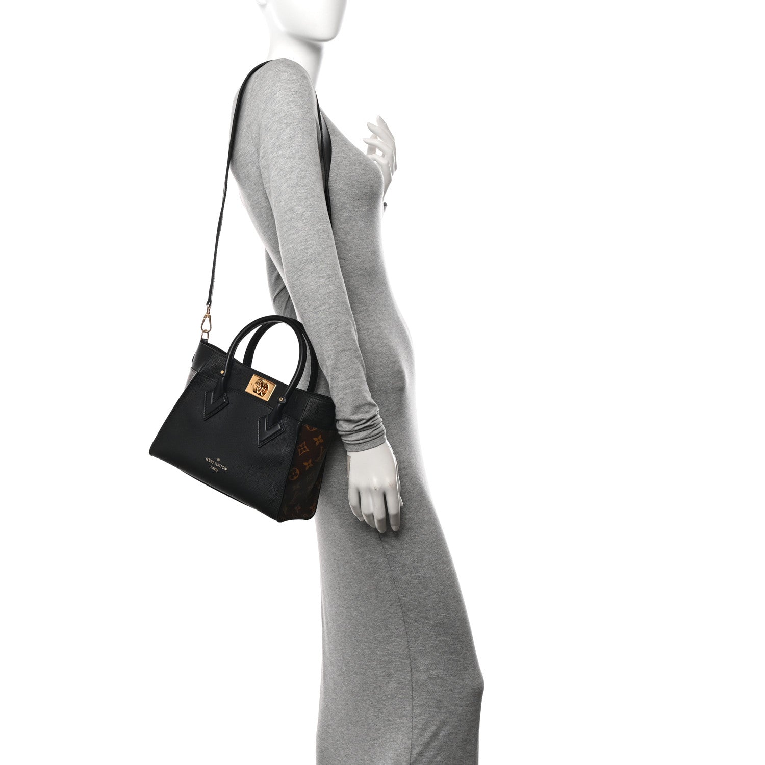 Louis Vuitton Calfskin Monogram On My Side PM Black 2 of 9