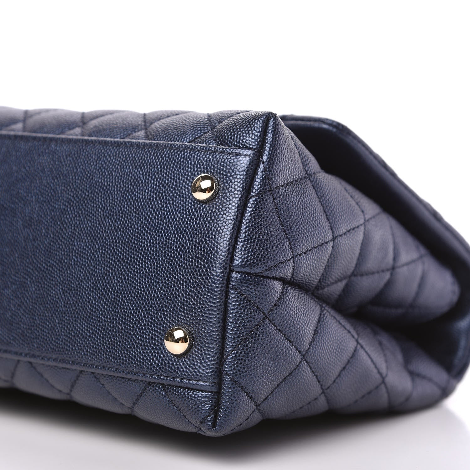 Chanel Iridescent Caviar Quilted Small Coco Handle Flap Dark Blue 7 of 11