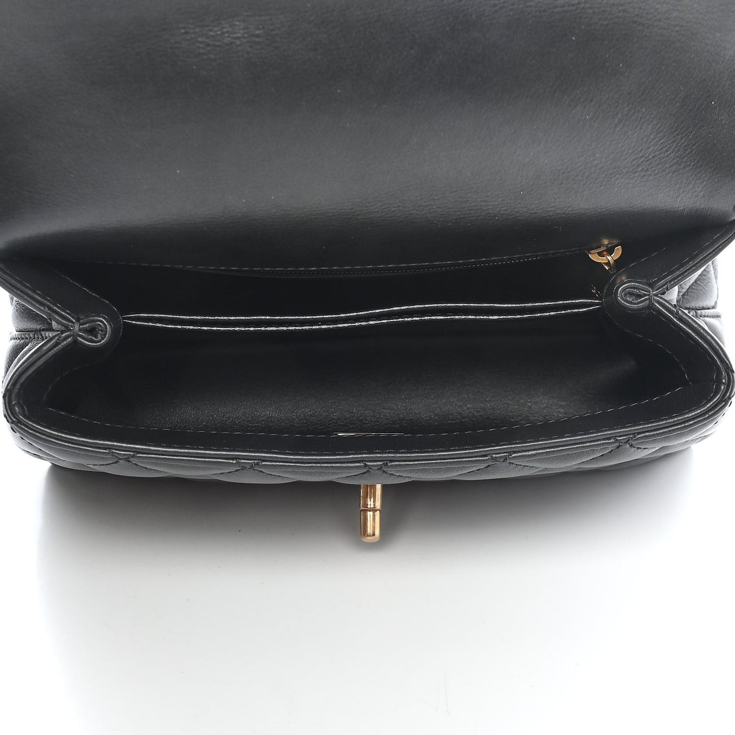 Calfskin Strass Quilted Mini Coco Handle Flap Black