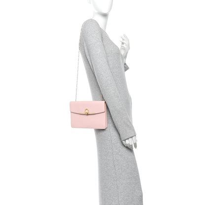 Salvatore Ferragamo Hammered Calfskin Gancio Wallet On Chain Nylund Pink 2 of 14