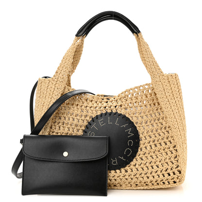 Stella McCartney Braided Raffia Eco Alter Napa Perforated Logo Crossbody Bag Natural 1 of 10