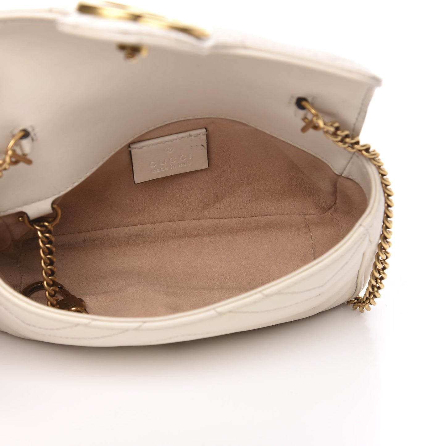 Calfskin Matelasse Super Mini GG Marmont Shoulder Bag White