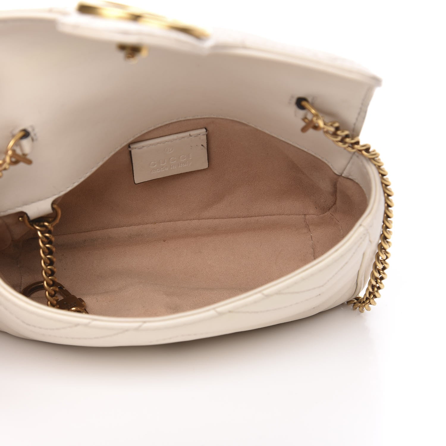 Gucci Calfskin Matelasse Super Mini GG Marmont Shoulder Bag White 5 of 17