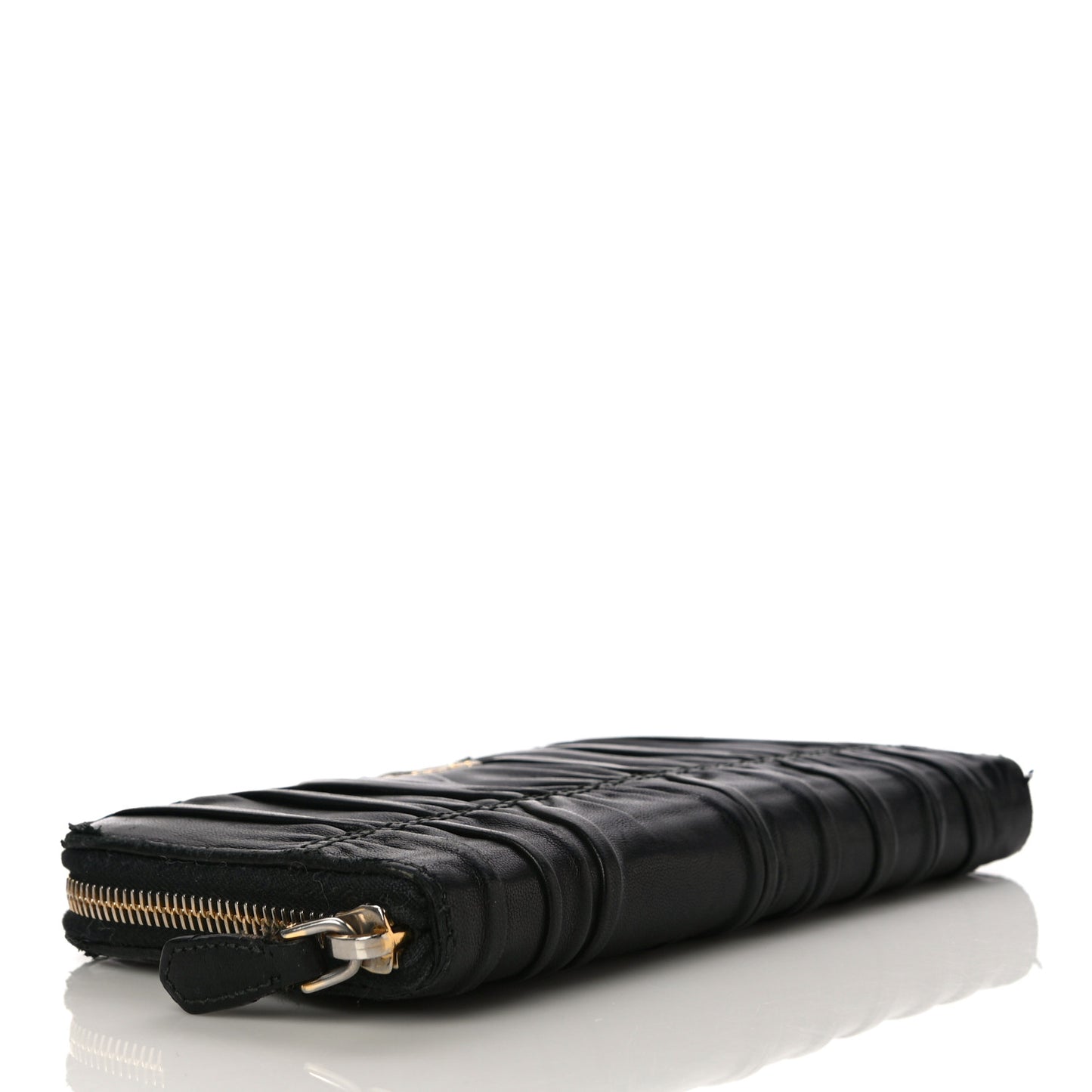Nappa Gaufre Zip Around Wallet Black