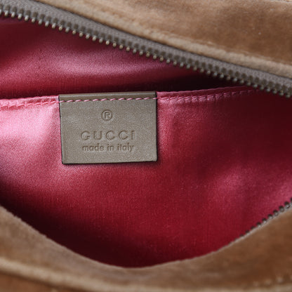 Gucci Velvet Matelasse Small GG Marmont Chain Shoulder Bag Taupe 6 of 10