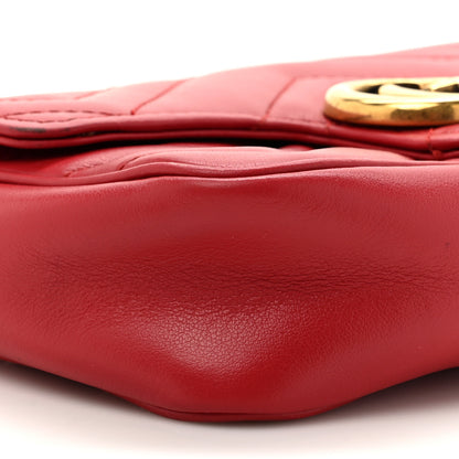 Gucci Calfskin Matelasse Super Mini GG Marmont Shoulder Bag Hibiscus Red 10 of 14