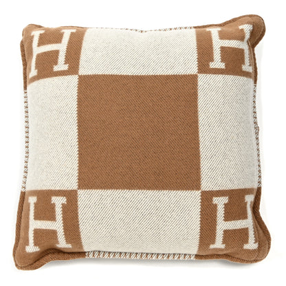 Hermes Wool Cashmere Avalon Pillow PM Ecru Camel 2 of 3