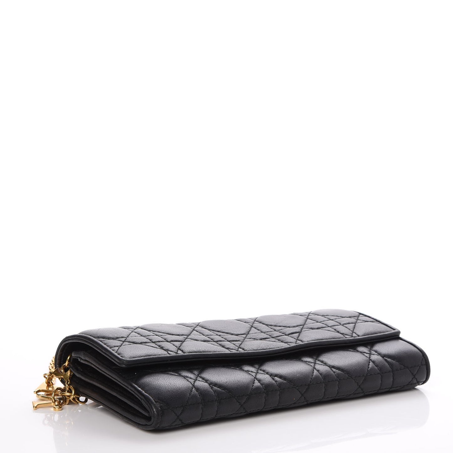 Lambskin Cannage Lady Dior Rendezvous Wallet On Chain Black