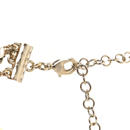Chanel Calfskin Pearl Metal CC Bow Necklace Gold White Black 4 of 5