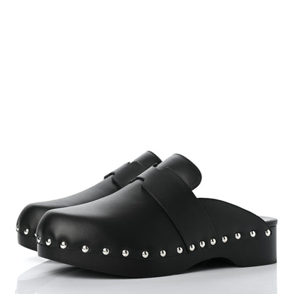 Hermes Calfskin Calya Mules 38 Black 3 of 7