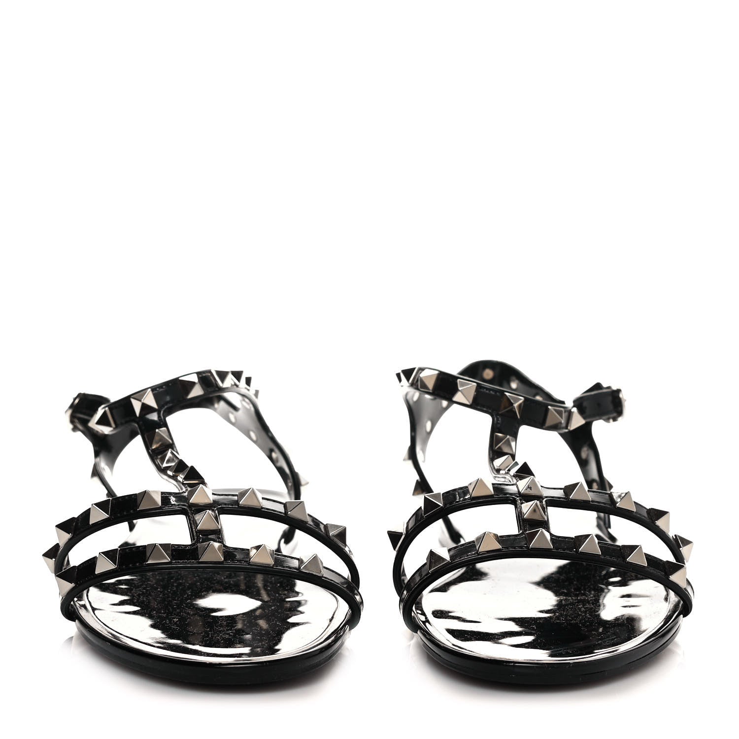 Valentino Garavani PVC Jelly Rockstud Caged Sandals 40 Black 2 of 9