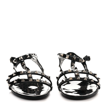 Valentino Garavani PVC Jelly Rockstud Caged Sandals 40 Black 2 of 9