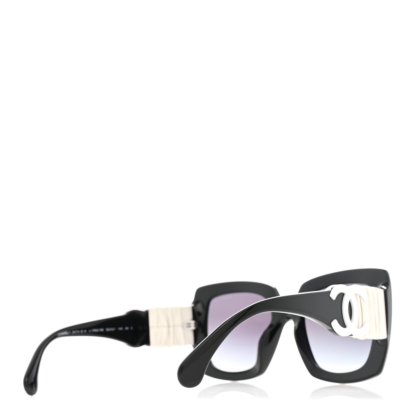 Acetate Calfskin Polarized Square Sunglasses 5473-Q Black White