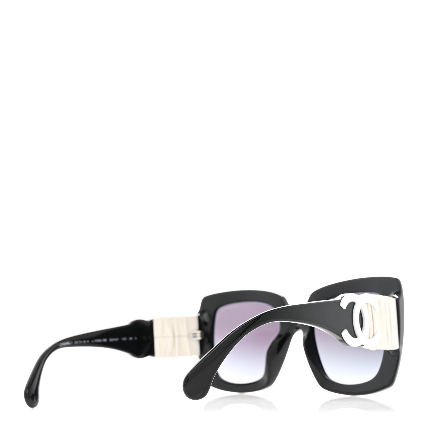Chanel Acetate Calfskin Polarized Square Sunglasses 5473-Q Black White 4 of 8