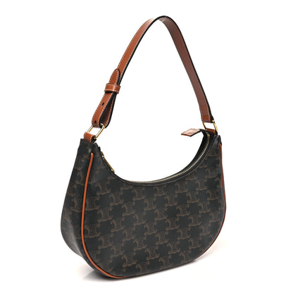 Celine Triomphe Canvas Calfskin Ava Shoulder Bag Tan 3 of 9